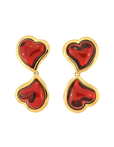 ysl vintage heart earrings|YSL earrings samantha jones.